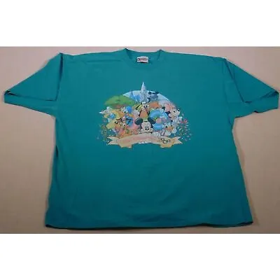 Vintage Disney T-Shirt Teal Blue Walt Disney World 2000 100%Cotton XL USA Made • $23.99