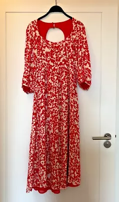 Mint Velvet Red Elizabeth Floral Print Print Midi Dress Size 14 Summer Size UK14 • £5