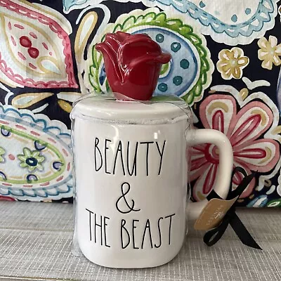 Rae Dunn Disney Cinderella Princess Beauty And The Beast Mug & Topper • £21.23