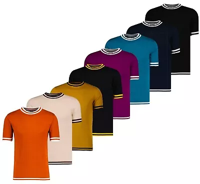 NEW MADCAP ENGLAND MENS MOD 60s 70s RETRO TIPPED KNITTED T-SHIRT Tee Moon MC255  • £27.60