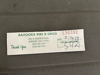 $10 • Buy Bahooka Ribs Polynesian Tiki Restaurant Receipt