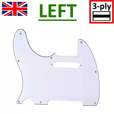 £9.95 • Buy LEFT Hand Tele Telecaster Scratchplate WHITE 8 Screw Pickguard Scratch Plate UK