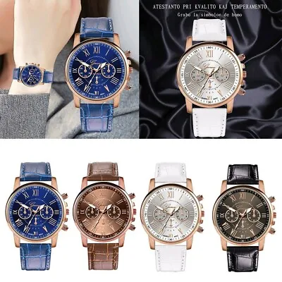 6 Colors Women's Watch Leather Band Quartz Analog Watch Ladies Charm Wristwatch • $0.99