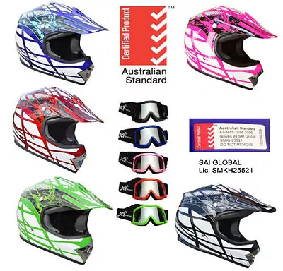 Kids Youth Motocross Helmet Child Dirt Bike Peewee Atv Quad Bmx + Goggles Mx New • $74.95