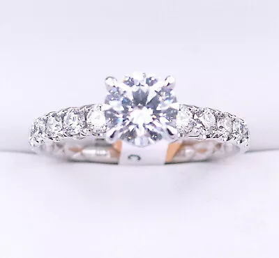 A.JAFFE 18K WHITE GOLD 1.00CT ROUND CZ Engagement Ring MECRD2464Q/180 • $2895