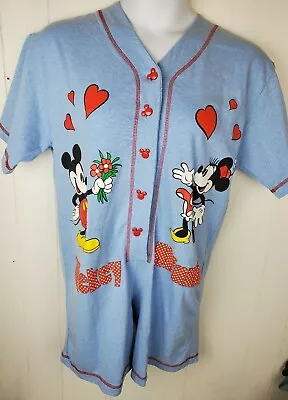 Mickey & Co Pajamas Size M Blue Minnie Mouse Heart Valentines Heart One Piece • $24.99