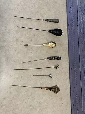 Lot Of 7 Lovely VINTAGE ANTIQUE HAT / STICK PINS. See Pictures • $29.99