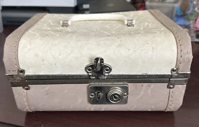 Vintage Travel Case Jewelry Mirror Box Holder With Handle 2 Tone • $22.36