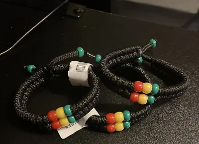$9 • Buy Set Of 3 - Rasta Bead Shoelace Bracelets