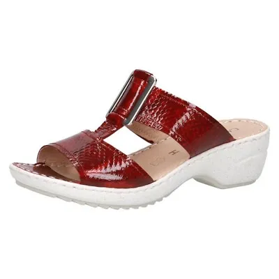 Caprice Wedge Clog Sandals 27250 Red Patent Leather UK 5.5 H BNIB RRP £55 • £28