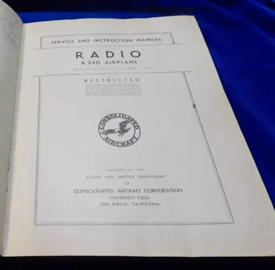 Service And Instruction Manual Radio B-24D Airplane • $35