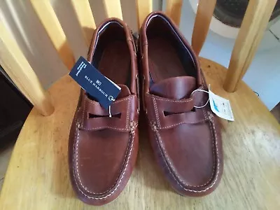 Marks And Spencer Blue Harbour Classic Brown Leather Boat Shoes - Size 8.5  UK. • £7.50