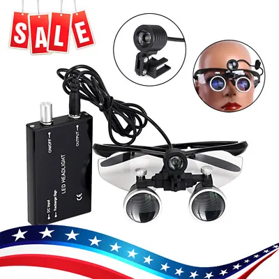 3.5X Magnification Binocular Dental Loupe Surgery Magnifier With Headlight LED • $49.99