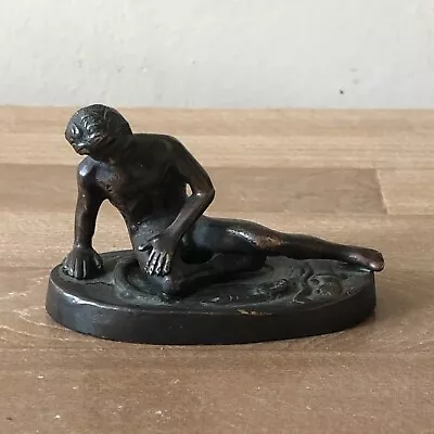 French Or American 19th C. Solid Bronze Miniature Male Nude  A Dying Gaul  • $157