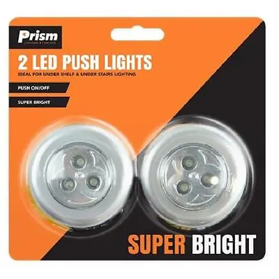 Ultra Bright 2 LED Push Night Light Stick On Under Cupboard Cabinet Stairs Shelf • £3.99