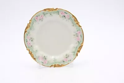 J.P.L. France J Pouyat Limoges France 7  Plate - Gold Green Pink Floral • $9.99