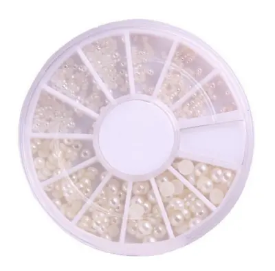 New White Pearl Nail Art Stone Different Size Wheel Rhinestones Beads • $5.29