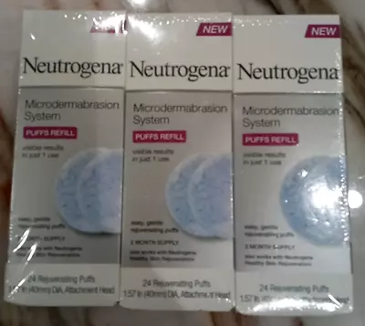 3 Neutrogena Microdermabrasion System Facial Puffs Refill 72 Puffs New In Boxes • $375