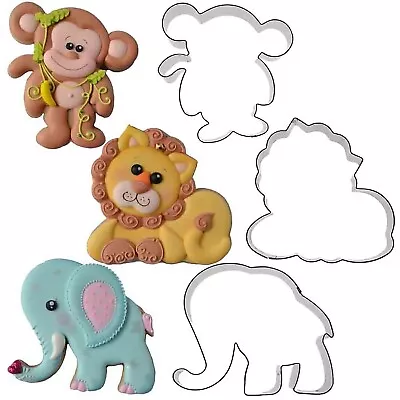 Jungle Monkey Elephant Lion Cookie Cutter Set • $10