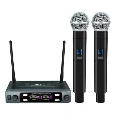 Microphone Wireless System Professional Handheld Uhf Karaoke Channel 2pc EU Plug • £31.17