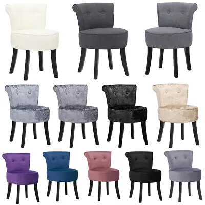 Crushed Velvet Vanity Stool Dressing Table Chair Bedroom Makeup Chair W/Backrest • £55.95