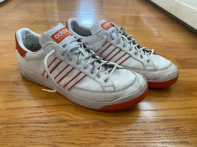 VINTAGE Adidas Nastase Men's Tennis Shoes US 13 EU 48 White/Orange Colorway • $22