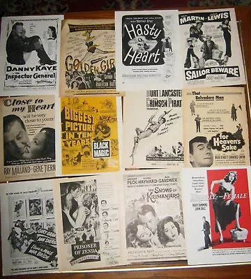 Lot Of (12) Vintage 1940 S And 1950 S Movie Ads From Magazines!   • $7.99