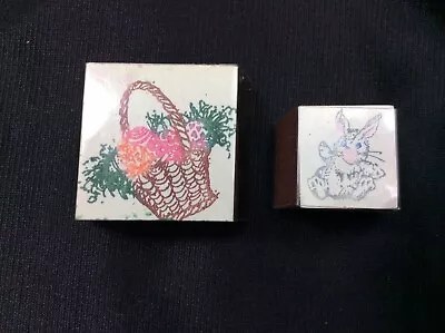 Vintage Easter Egg Basket & Bunny Rubber Stamps 1987-88 Stampendous Slight Stain • $12.50