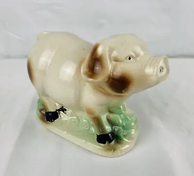 Vintage Pig Hog Figurine Statue Glazed Pottery Numbered Farmhouse Country Decor • $12