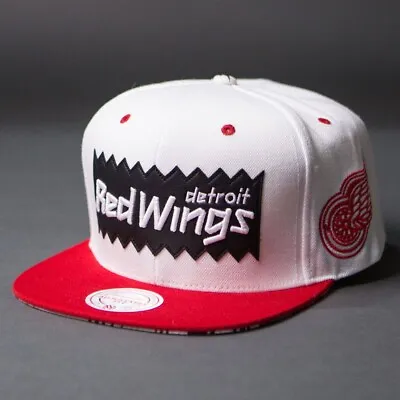 BAIT X NHL X Mitchell And Ness Detroit Red Wings STA3 Wool Snapback Cap (white / • $26