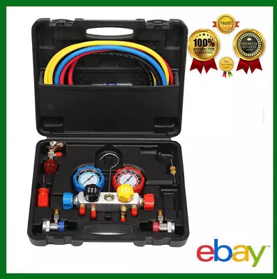 Pro Air Conditioning AC Diagnostic A/C Manifold Gauge Tool Kit Refrigeration Set • £44.95