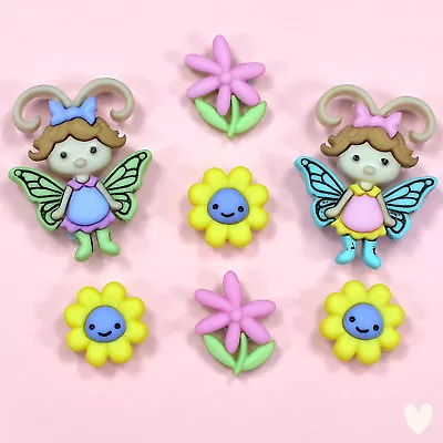 DRESS IT UP Buttons Pastel Flutter Bugs 8294a - Fairies Butterflies Garden • £3.50