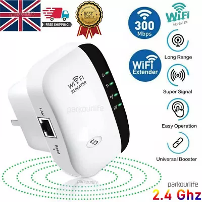 WiFi Signal Repeater Extender Range Booster UK Plug Network Internet Amplifier • £8.89