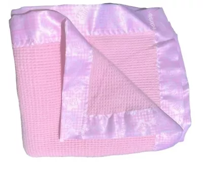 Vintage Baby Morgan Pink Thermal BlanketWaffle Satin Trim “IT’S A GIRL” 36X50 • $294