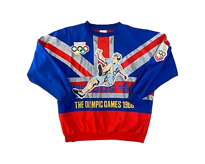 Vintage Adidas Crewneck London Olympic Games 80s Sweatshirt Pullover Size Large • $139.99