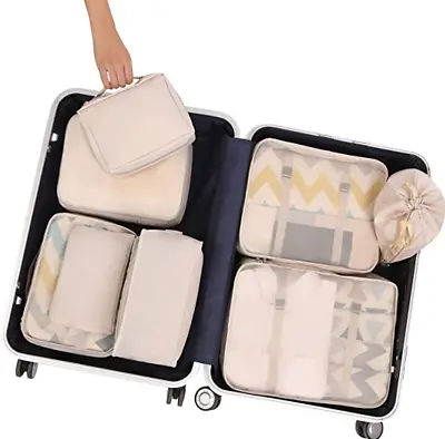 $19.94 • Buy 8pc Travel Packing Cubes Luggage Organiser Waterproof Suitcase Bag Multifunction
