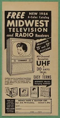 Midwest Television TV Radio Receivers UHF Vintage Print Ad 1953 • $5.25