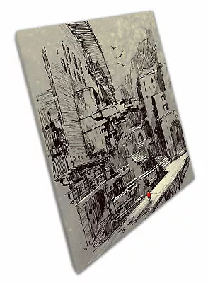 Print On Canvas Sci Fi City Street Canvas Wall Art Ready To Hang Print • $21.46