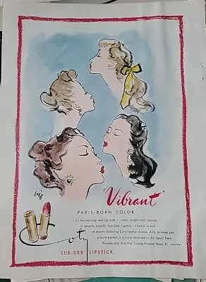 1947 Coty Vibrant Sub Deb Lipstick Coat Vintage Carl Erickson Art Ad • $9.99