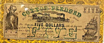 1862 $5 The State Of Mississippi  Currency Note  Nt1098 • $65