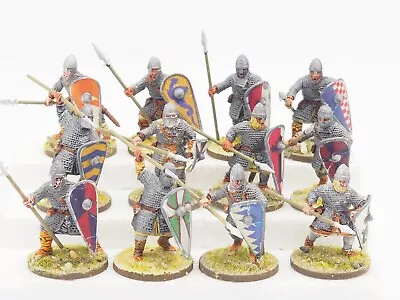 28mm Dark Ages Norman Warriors X 12. Painted. Blue 386 • £40