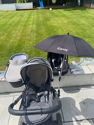 ICandy Peach Maxi Cosi Pebble Pushchair Carry Cot Covers Umbrella Accessories • £345