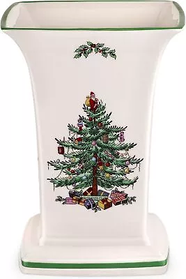 Spode Christmas Tree Square Vase | 8 Inch Vase For Flower Dishwasher Safe • $50