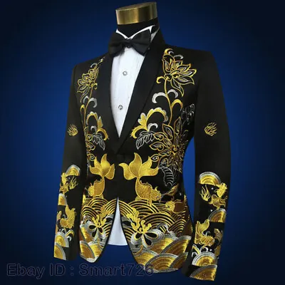 Chinese Embroidered Mens Suit Jacket Wedding Prom Party Clothing Tuxedo Blazers • $66.49