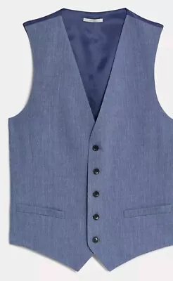 M&S Men Waistcoat  Size 46 R Length  ITALIAN LINEN MIRACLE • £28.50