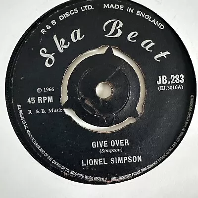 Lionel Simpson Give Over Vinyl 7” Ska Beat Uk 1966 Vgc Pro Cleaned • £30