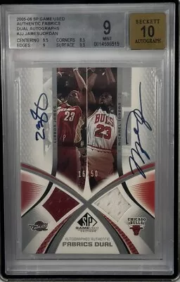 2005-06 Game Used Dual Auto Lebron James/ Michael Jordan BGS 9 Auto 10 #’d/50 • $65000