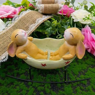 Easter Vintage Rabbit Figurine Cute Laughing Bunny Sculpture For Tabletop Decor • $28.37