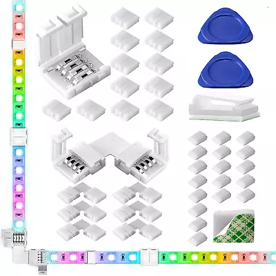 LED Strip Light Connectors 40Packs 10Mm Unwired 4 Pin 5050 RGB LED Light Strips • $10.99