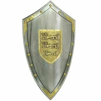 Medieval Larp Warrior Steel Shield King Richard The Lionheart Shield  X-mas Gift • £74